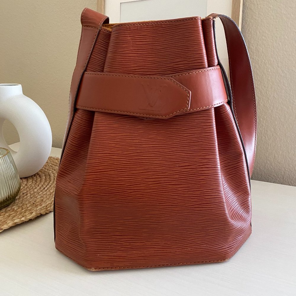 Vintage Red Brown Louis Vuitton PM Sak Depaule Bucket Shoulder Bag